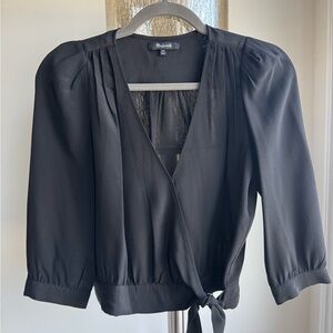 Madewell Elegant Black Wrap Blouse